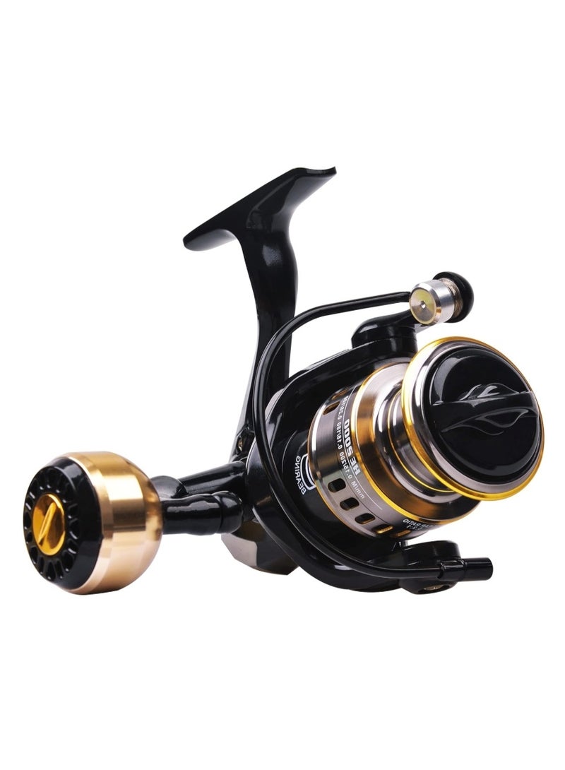 ببكرة صيد دوارة HE5000، بكرة دوارة عالية السرعة بنسبة تروس 5.2:1، قوة سحب عالية، خفيفة الوزن، سلسة، مناسبة لصيد الأسماك في المياه العذبة والمالحة - Image 1